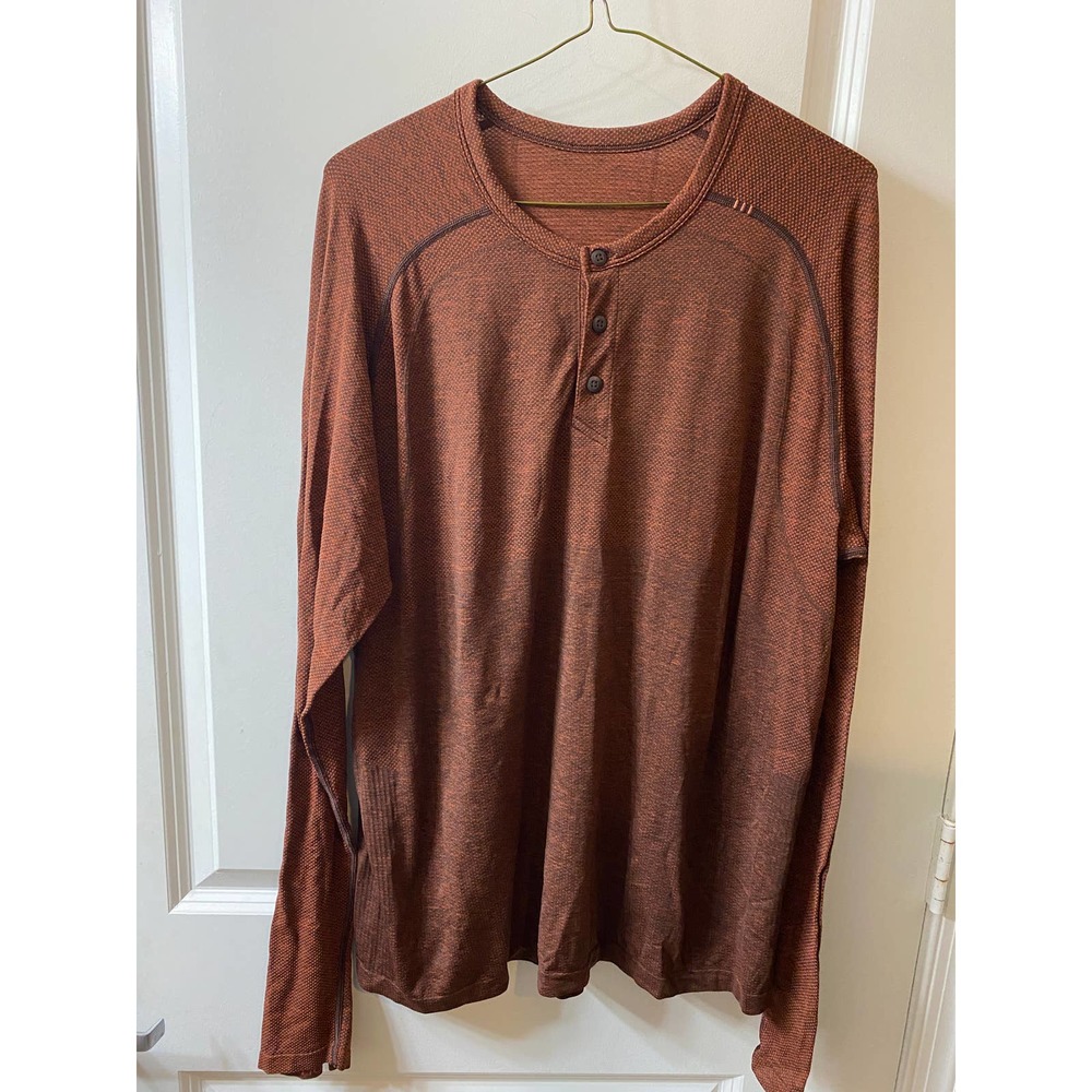 Lululemon Men's XL Metal Vent Long Sleeve Henley Rust